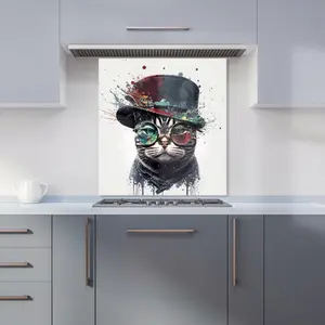 American Shorthair Cat Splashart Premium Glass Kitchen Splashback W600mm x H600mm