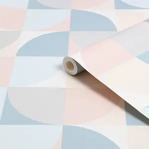 Fresco Retro Crescent Geometric Soft Pastels Wallpaper