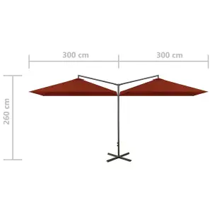 Berkfield Double Parasol with Steel Pole Terracotta 600x300 cm