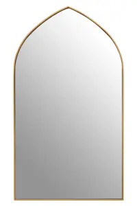 Interiors by Premier Arched Wall Mirror, Contemporary Antique Mirror, Versatile Lounge Mirrors, Compact Gold Finish Framed Mirror