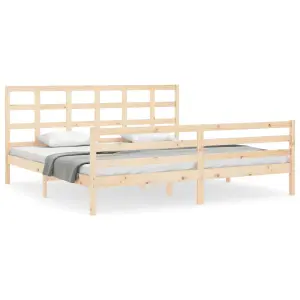 Berkfield Bed Frame with Headboard Super King Size Solid Wood