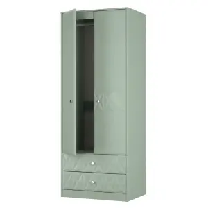 San Jose Ready assembled Contemporary Green 2 Drawer Tall Double Wardrobe (H)1960mm (W)740mm (D)520mm