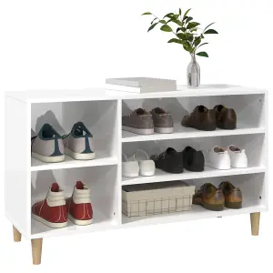 Berkfield Shoe Cabinet High Gloss White 102x36x60 cm Engineered Wood