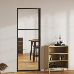 Berkfield Interior Door ESG Glass and Aluminium 76x201.5 cm Black