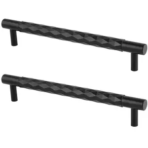 2 PACK - Diamond T Bar Pull Handle - Matt Black - 160mm Centres SOLID BRASS Drawer