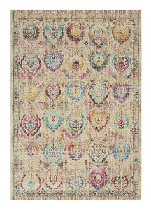 Multi Luxurious Traditional Persian Easy to Clean Floral Graphics Rug For Dining Room -71 X 230cm (Runner)