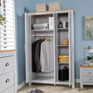 Home Source Camden 3 Door Bedroom Wardrobe Storage Unit Grey