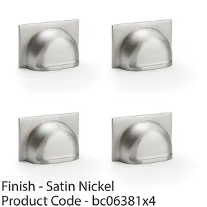 4 PACK - Backplate Cup Handle - Satin Nickel 40mm Centres Solid Brass Shaker Drawer Pull