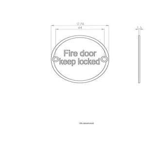 2x Fire Door Keep Locked Sign 64mm Fixing Centres 76mm Dia Polished Steel