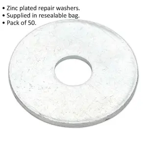 50 PACK - Zinc Plated Repair Washer - M10 x 30mm - Metric - Metal Spacer