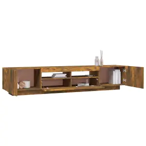 Berkfield 2 Piece TV Cabinet Set with LED Lights Smoked Oak Engineered Wood