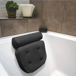 Taylor & Brown Spa Bath Pillow - Soft, Extra Thick Support for Head, Neck, Shoulders & Back, Non-Slip, Fits Any Tub (Grey)