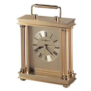 Traditional Roman Numeral Metal Quartz Movement / Crystal Alarm Tabletop Clock in Polished Brass