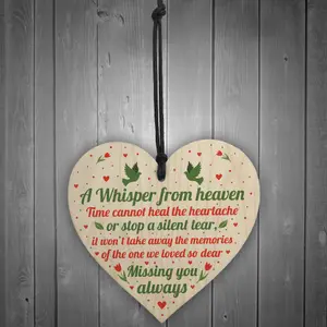 Red Ocean Miss You Always Mum Nan Dad Tribute Wood Heart Memorial Decoration Plaque Bauble In Memory Sign