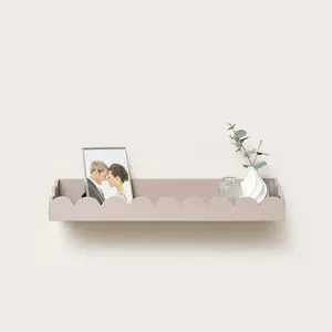 Melody Maison Taupe Scalloped Wall Storage Shelf - 61cm