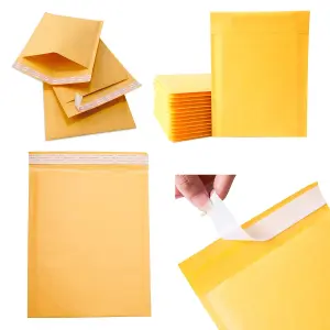 100 x Size 6 (215x320mm) Gold Padded Bubble Lined Secure Self Sealing Peel & Seal Mailing Postal Envelopes