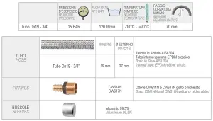 Flexitaly 100cm Large Bore 3/4 x 3/4 Inch Flexible Hose Pipe Pump Water Connector Female