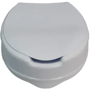 Raised Toilet Seat Aid with Lid 10cm (4") Elevated Strong and Durable