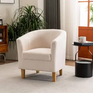 Home Source Small Padded Accent Tub Armchair Boucle Cream