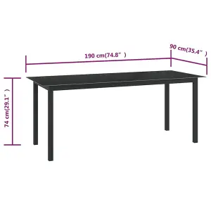 Berkfield Garden Table Black 190x90x74 cm Aluminium and Glass