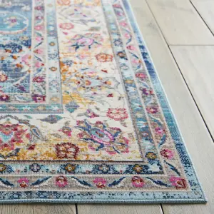 Blue Rug, Stain-Resistant Persian Rug, Floral Luxurious Rug, Traditional Rug for Bedroom, & Dining Room-121cm X 173cm