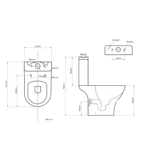 Rinse Bathrooms Curved Close Coupled Toilet with Soft Close Seat