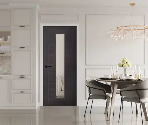 Internal Laminate Umber Grey Palermo Door with Clear Glass  - 1981 x 610 x 35mm (24")