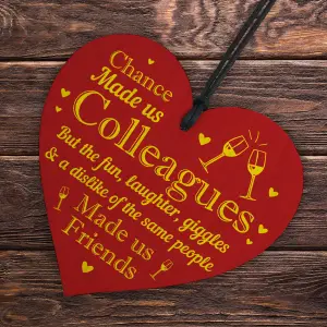 Red Ocean Chance Made Us Colleagues Wooden Hanging Heart Gift For Colleagues Co Worker Friendship Gifts