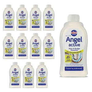 Nilco Angel Active 12L Hair Sludge Dissolver Fast Act Plughole Unblocker 12x 1L