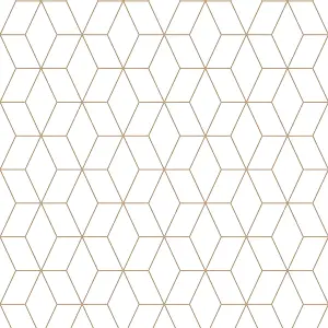 GoodHome Donnington Cream Metallic effect Geometric Smooth Wallpaper