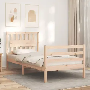 Berkfield Bed Frame with Headboard 90x200 cm Solid Wood