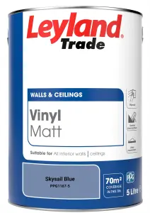 Leyland Trade Vinyl Matt Walls & Ceilings Emulsion Paint Skysail Blue (PPG1167-5) 5L