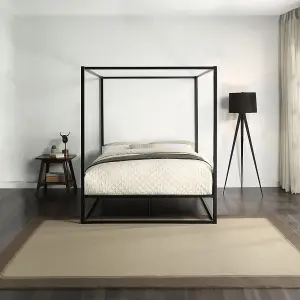 Ashwell Modern Four 4 Poster Black Double Metal Bed Frame