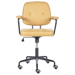 Desk Chair Faux Leather Yellow PAWNEE