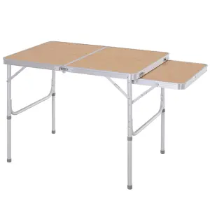 Outsunny 3ft Aluminium Picnic Table w/Side Desktop Outdoor BBQ Party Portable