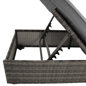 Charles Bentley Garden Waterproof Reclining Rattan Sun Lounger Grey