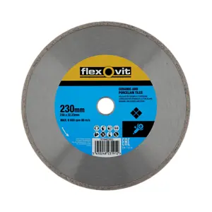 230mm x 22mm Diamond Cutting Continuous Rim Blade. Tiles. Flexovit