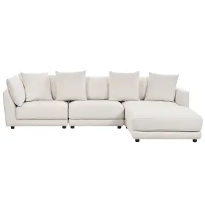 3 Seater Fabric Sofa with Ottoman Off-White SIGTUNA