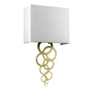 Elstead Rosa Medium 1 Light Wall Light, Aged Brass, Ivory Faux Silk Shade