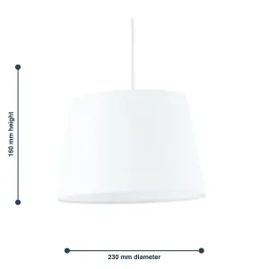 First Choice Lighting Set of 2 White Cotton 23cm Tapered Cylinder Pendant or Lamp Shades