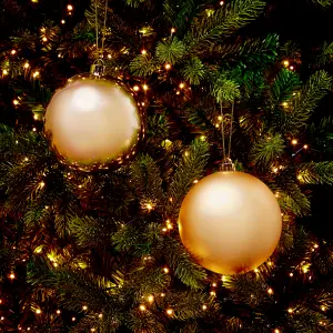 Gold Plastic Round Christmas bauble set, Set of 4 (D) 100mm