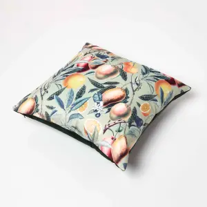 Homescapes Mango Tree Green Filled Velvet Cushion 46 x 46 cm