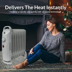 KNIGHT 9 Fins 1000W Oil-Filled Radiator Heater White Colour with Thermostat, Overheat Protection, Power Switch, for indoor use