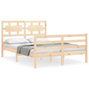 Berkfield Bed Frame with Headboard Small Double Solid Wood