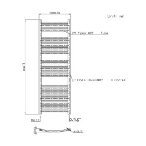 Rinse Curved Bathroom Heated Towel Rail Warmer Radiator Central Heating Anthracite - 1500x500mm