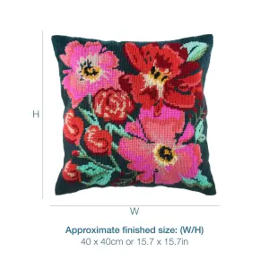 Half Cross Stitch / Tapestry Kit: Cushion: Painted Floral