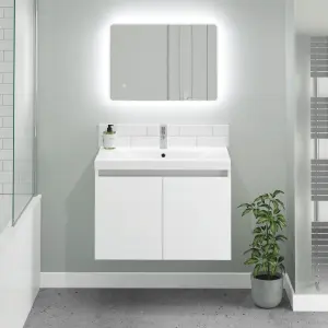 Cove 800mm White Gloss Wall Hung Basin Unit complete with Basin