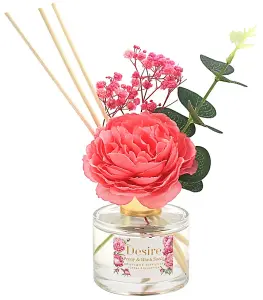 Artificial Peony with Diffuser, Peony and Blush Suede Fragrance. 100ml Bottle.