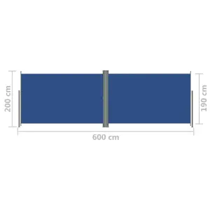 Berkfield Retractable Side Awning Blue 200x600 cm