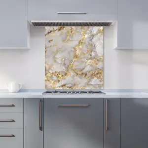 Gold Quartz Effect Premium Glass Kitchen Splashback W700mm x H750mm